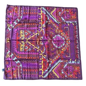 Honey Purple Printed 100% Silk Scarf Foulard Made in Japan